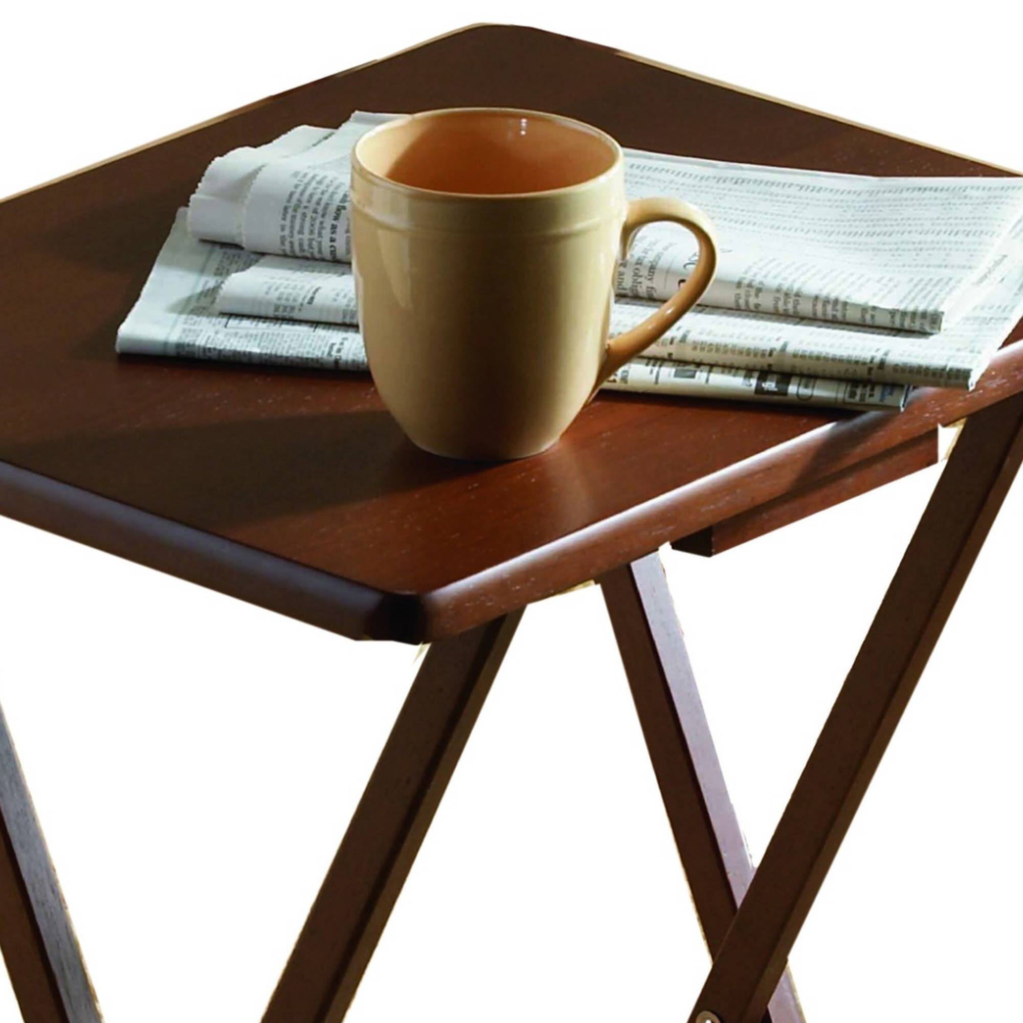 Alt View 7. PJ Wood - PJ Wood Folding TV Tray Tables with Compact Storage Rack, Walnut, 5 Piece Set - Walnut.