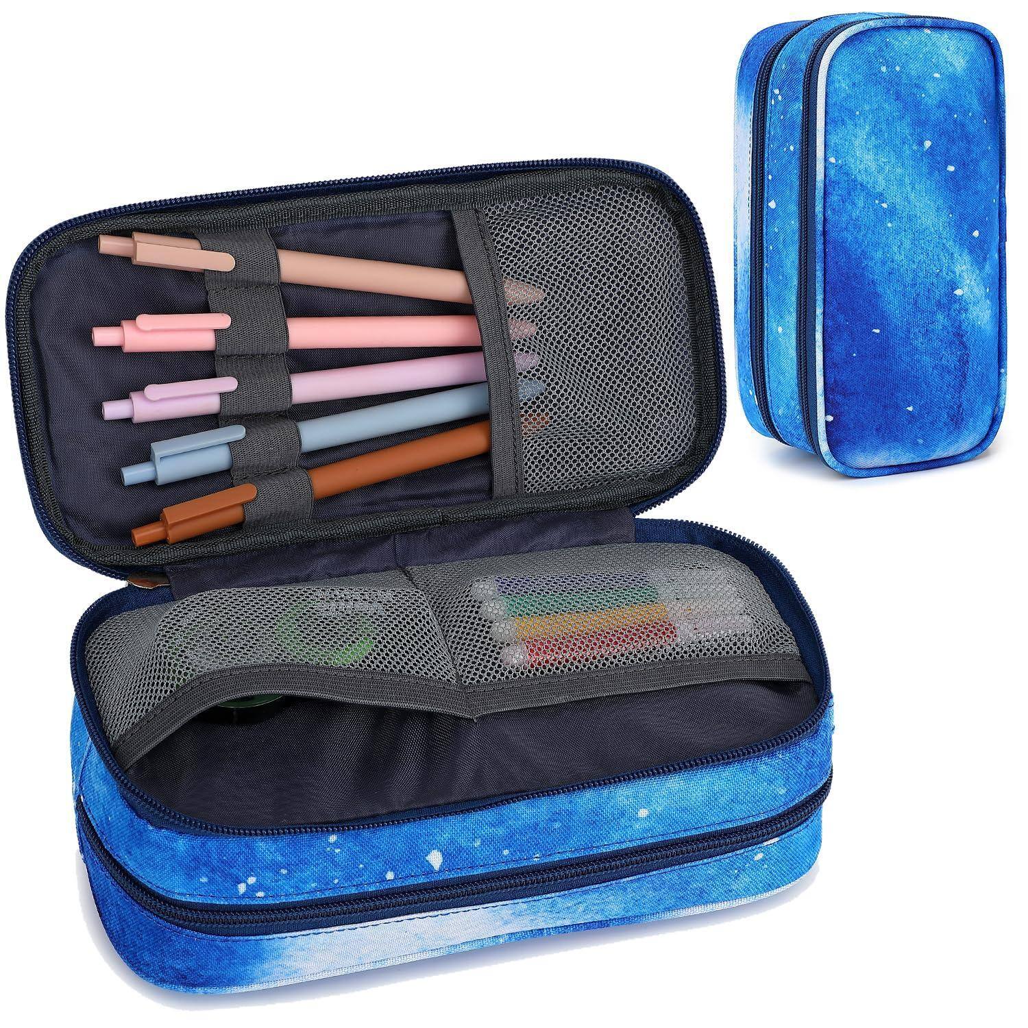 Alt View 1. Dapper Styles - Pencil Cases For Capacity Pouch Office College School Marker Organizer Case Pen Men Women Adult Teens - Pink Purple Starry Sky.