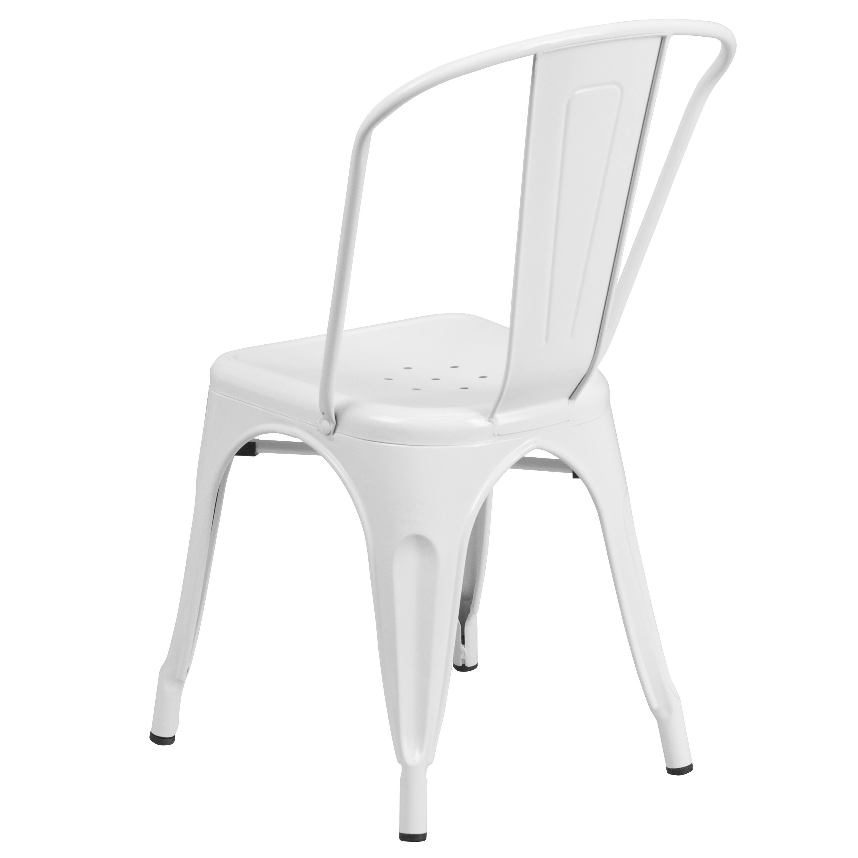 Alt View 5. Emma + Oliver - Commercial Grade 4 Pack Metal Indoor-Outdoor Stackable Chair - White.