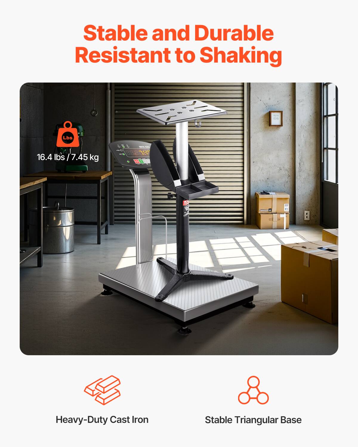 Stable and Durable  
Resistant to Shaking  

16.4 lbs / 7.45 kg  

Heavy-Duty Cast Iron  
Stable Triangular Base