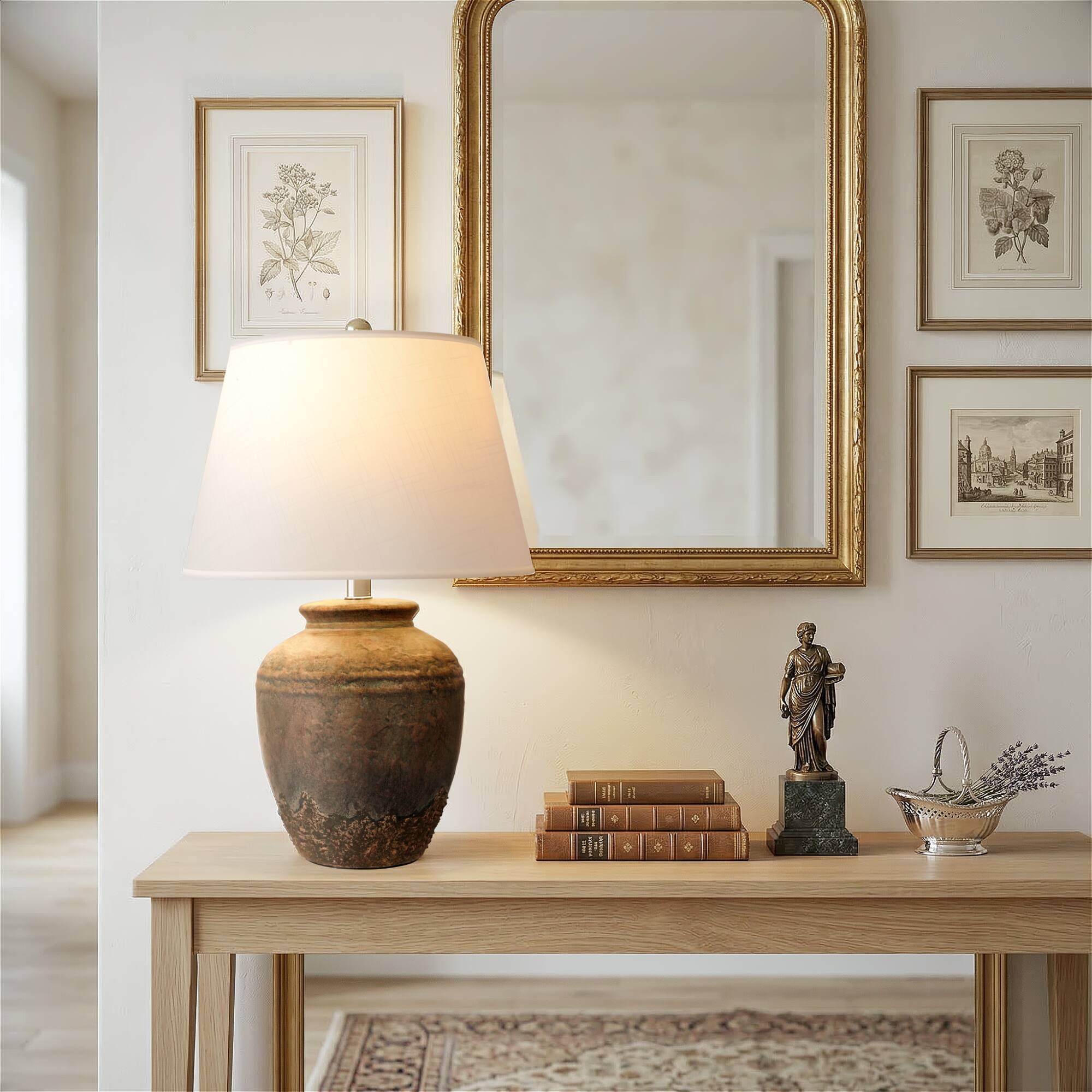 Alt View 2. partphoner - Rustic Ceramic Jar Table Lamp - Light Brown.