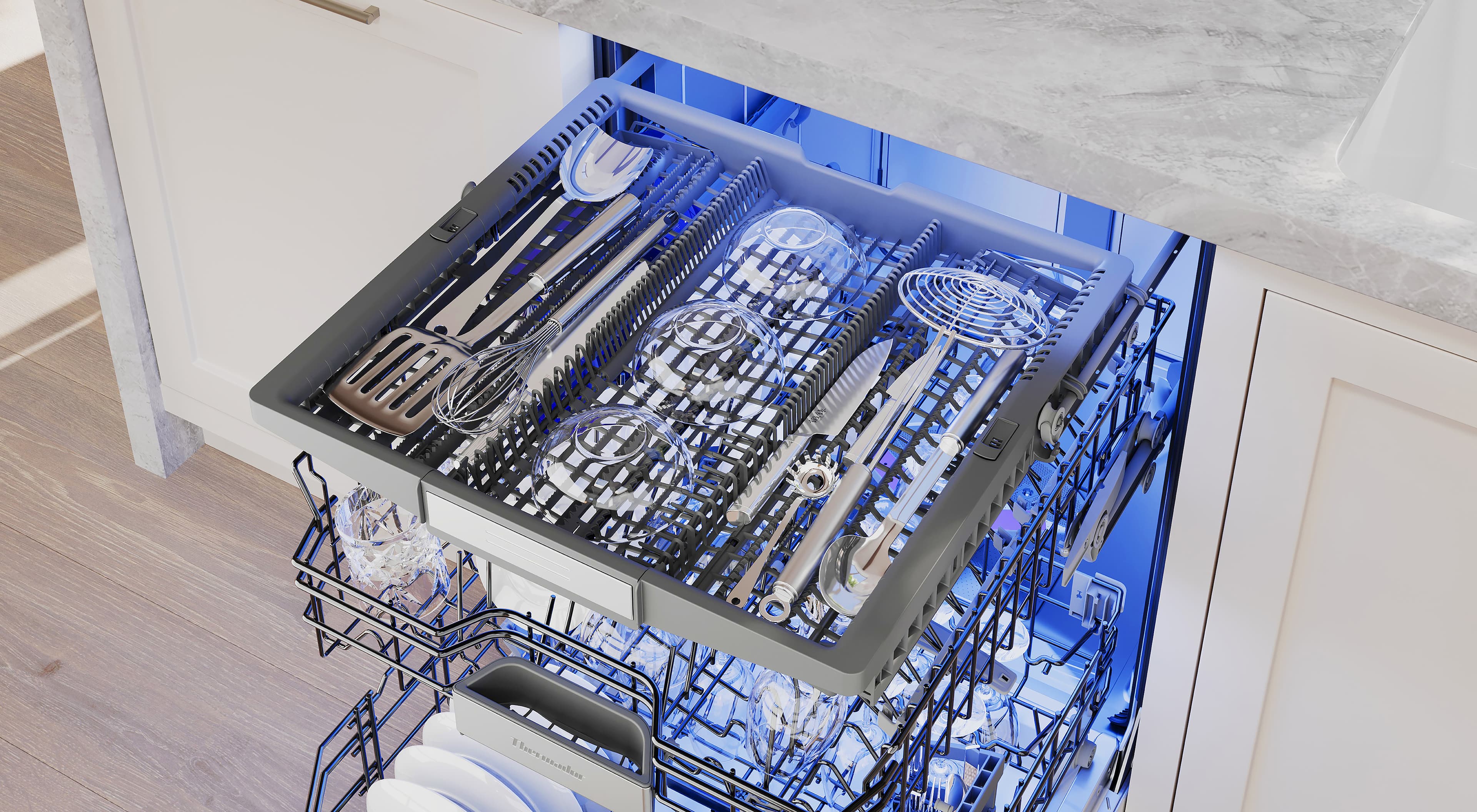 Alt View 14. Thermador - Star Sapphire 24" Top Control Smart Built-In Dishwasher with 3rd Rack and Professional Handle, 42 dBA - Stainless Steel.