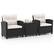 Front. Costway - 3 PCS Patio Furniture Set with Tempered Glass Coffee Table Washable Cushions - Off White,Black.