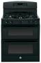 GE - 30" Self-Cleaning Freestanding Double Oven Gas Range - Black-Front_Standard
