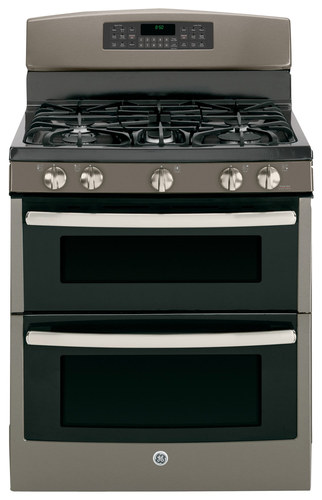  GE - 30&quot; Self-Cleaning Freestanding Double Oven Gas Range - Slate