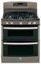 GE - 30" Self-Cleaning Freestanding Double Oven Gas Range - Slate-Front_Standard