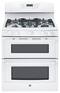 GE - 30" Self-Cleaning Freestanding Double Oven Gas Range - White-Front_Standard