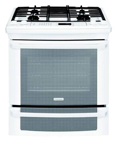 Front Standard. Electrolux - 30" Self-Cleaning Slide-In Gas Convection Range - White.