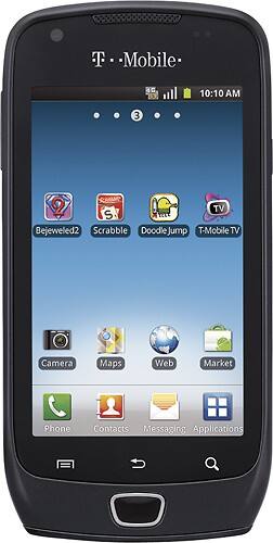 Front Standard. Samsung - Exhibit 4G Mobile Phone - Black (T-Mobile).