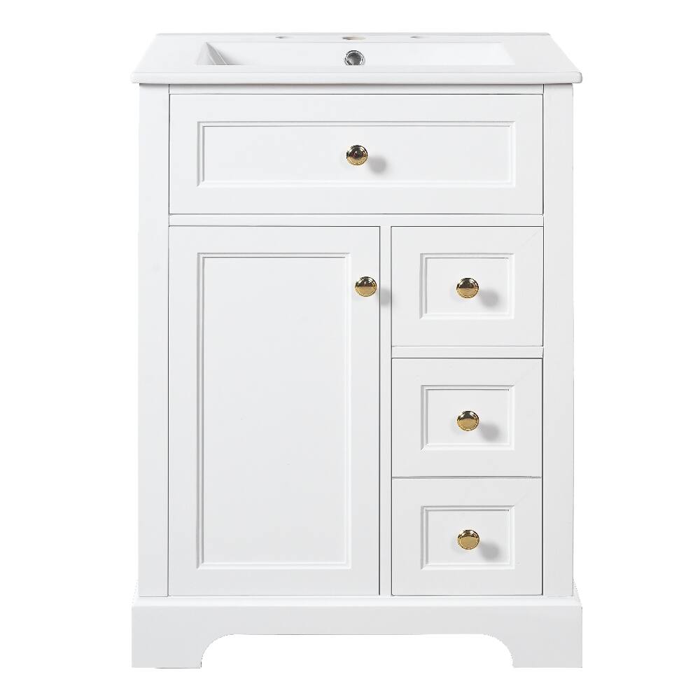 Alt View 6. Loheer - Loheer 24 Inch White Bathroom Vanity Single Sink Modern Cabinet - White.