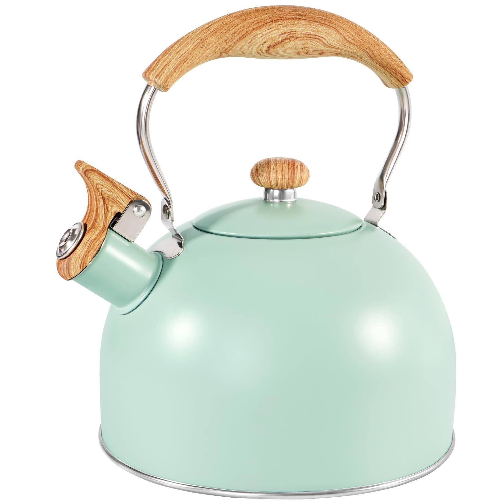 Front. PARKER SLATER - Tea Kettle For Stove Top 85oz/2.6qt Whistling Kettles Boiling Water Milik Or Coffee Pink Stainless Steel Pots With Wo... - Mint Green.