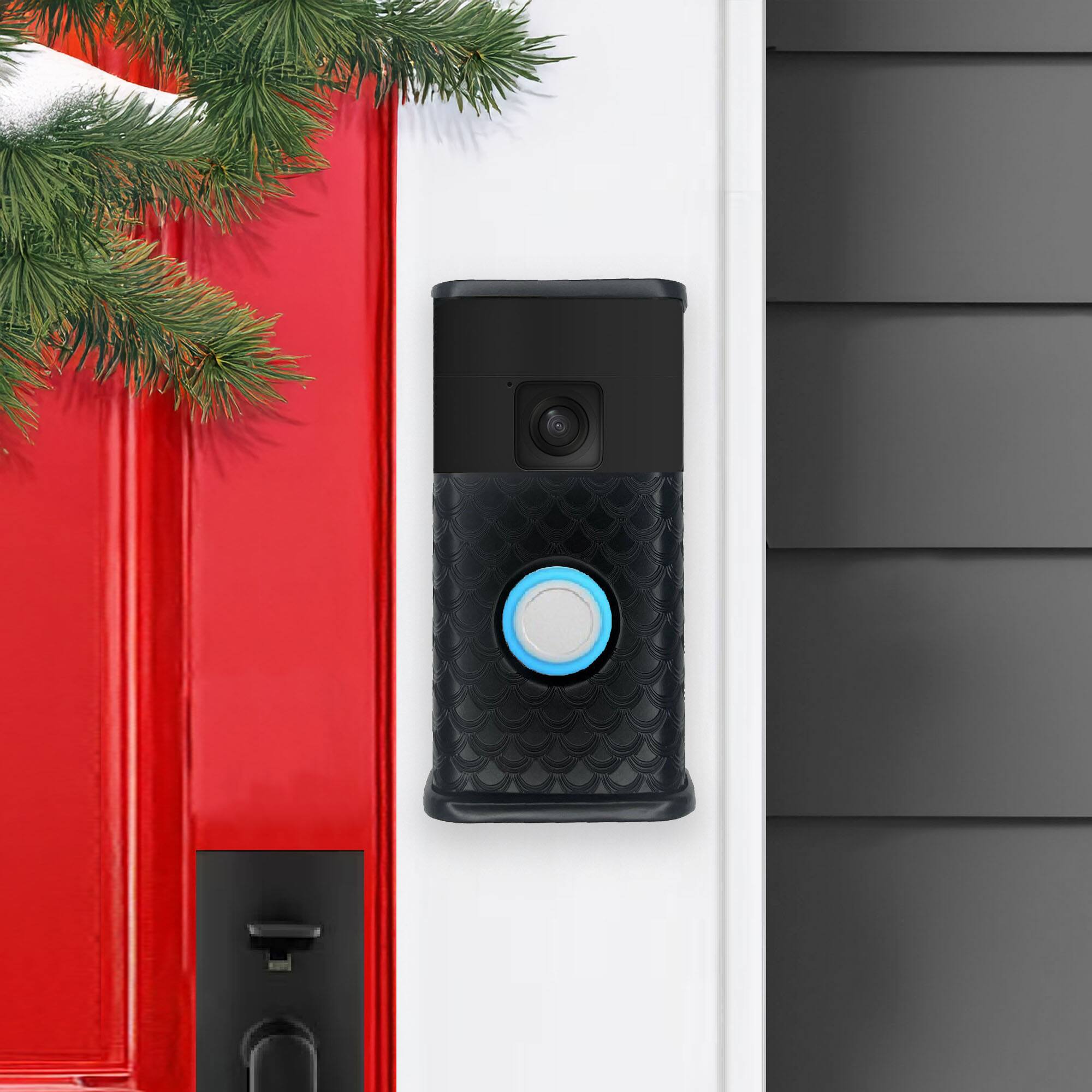 Alt View 3. Michael Healy - Scales Video Doorbell Cover (Ring Battery Doorbell 2024 Release) - Matte Black.