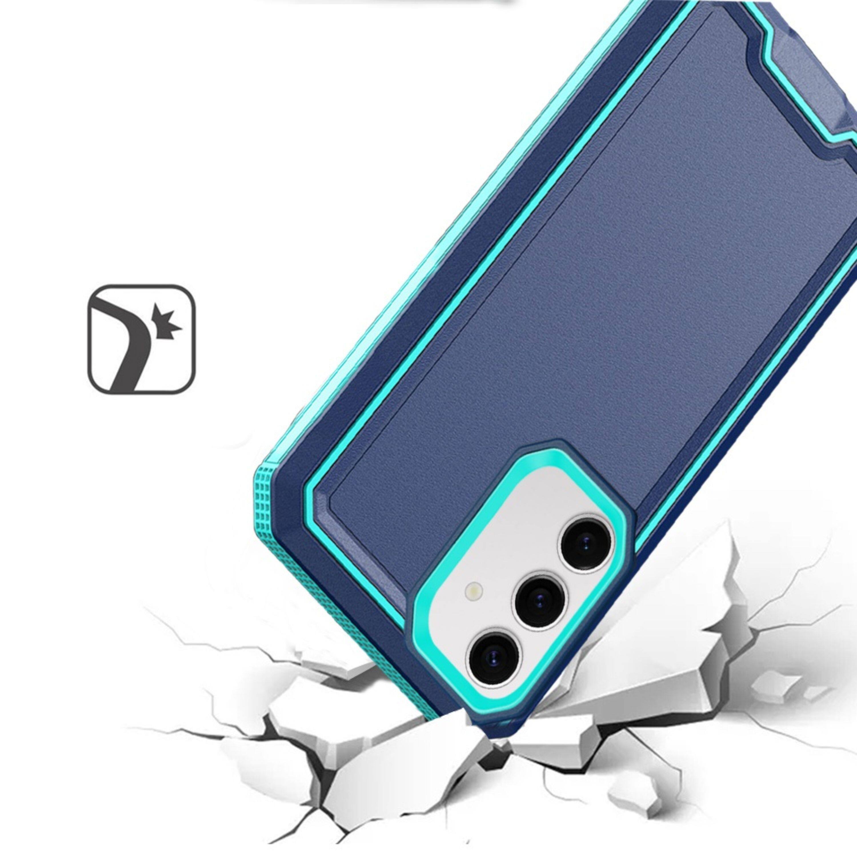 Left. Kitcheniva - Rugged Strong Fused Hybrid Cover Plus Tempered Glass For Samsung S25 Plus/S24 Plus Blue - Blue.