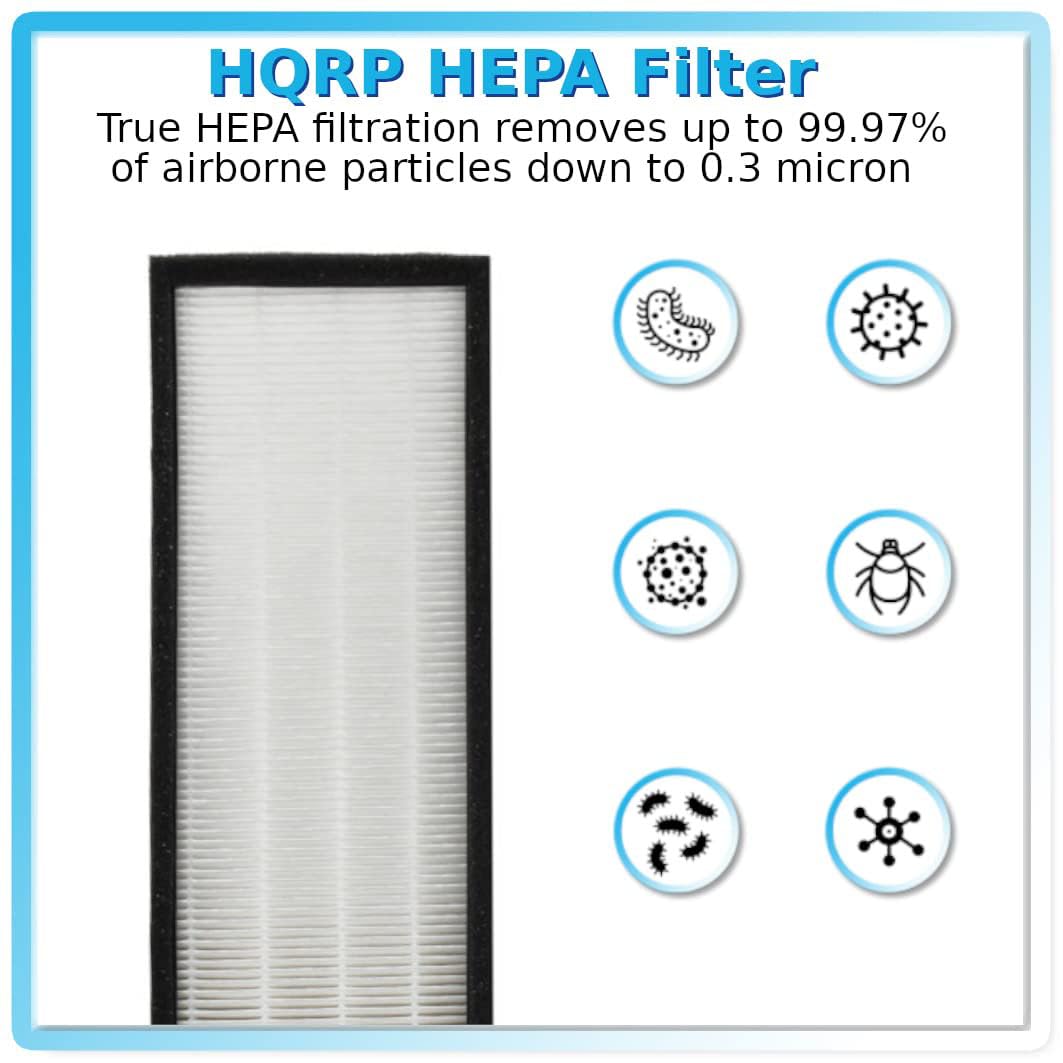 HQRP HEPA Filter  
True HEPA filtration removes up to 99.97% of airborne particles down to 0.3 micron