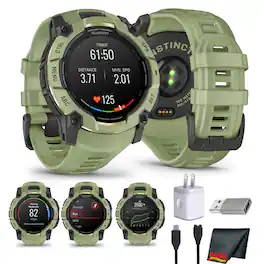 Bundle - Garmin - Instinct 3 50mm AMOLED GPS Smartwatch Fern Green Outdoor Watch - Fern Green - (2024)