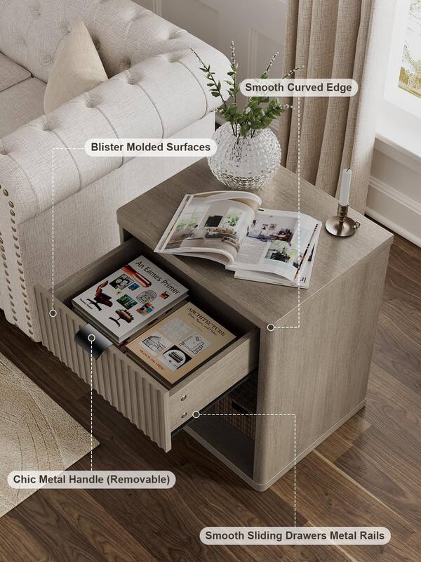 - Smooth Curved Edge
- Blister Molded Surfaces
- Chic Metal Handle (Removable)
- Smooth Sliding Drawers Metal Rails