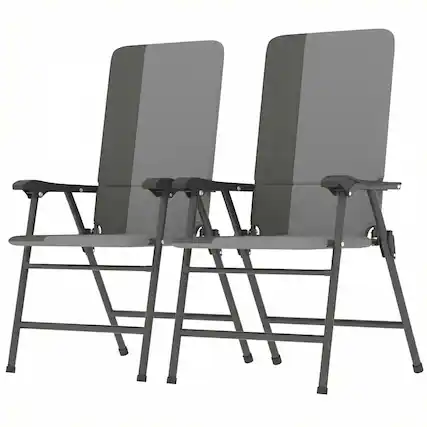 Front. Outsunny - Patio Chairs Set of 2, Padded High Back Lawn Camping Chairs with Armrests, 600D Oxford Fabric - Light Gray.