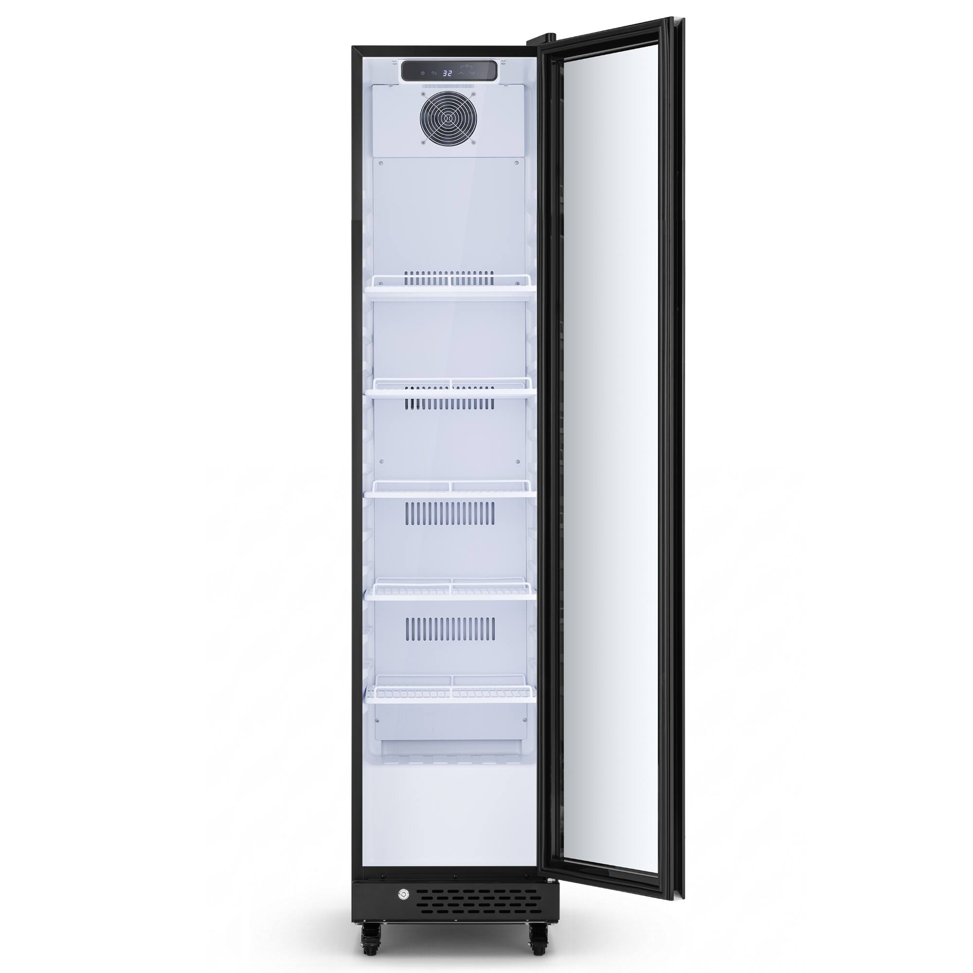 Back. Yeego - Commercial Display Beverage Cooler, 9.5 cu. ft. Glass Door Cooler, 270 Cans, Digital Temp Control, for Cafes - Black.
