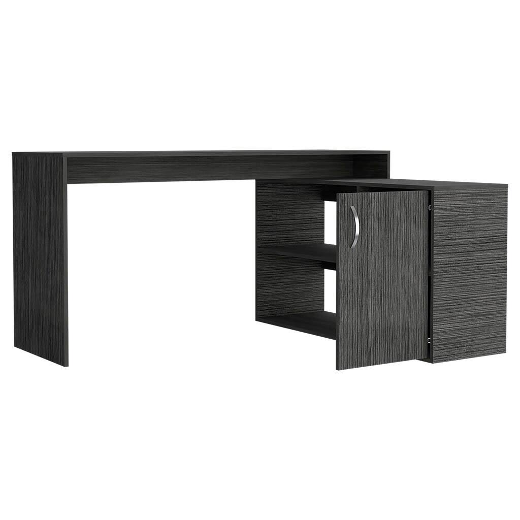 Alt View 2. APRILSOUL - Dallas L-Shaped Home Office Desk Two Shelves Single Door Cabinet - Oak.