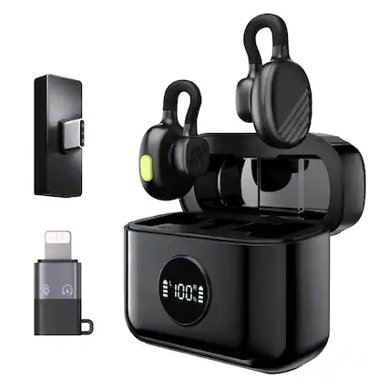 Front. TECH SAFARI - Mini Wireless Microphone For Android Usb C Lavalier Noise Reduction Long Life With Charging Case Video Reco - Default.