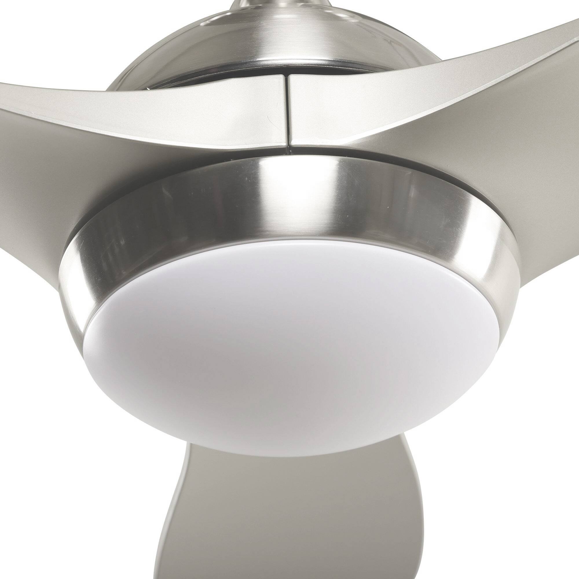 Alt View 6. Parrot Uncle - 56 in. Integrated LED Brushed Nickel Downrod Mount Ceiling Fan with Light and Remote - Brushed Nickel.