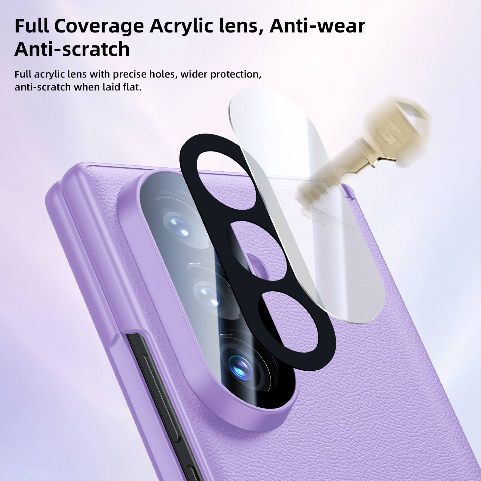 Full Coverage Acrylic lens, Anti-wear, Anti-scratch

Full acrylic lens with precise holes, wider protection, anti-scratch when laid flat.
