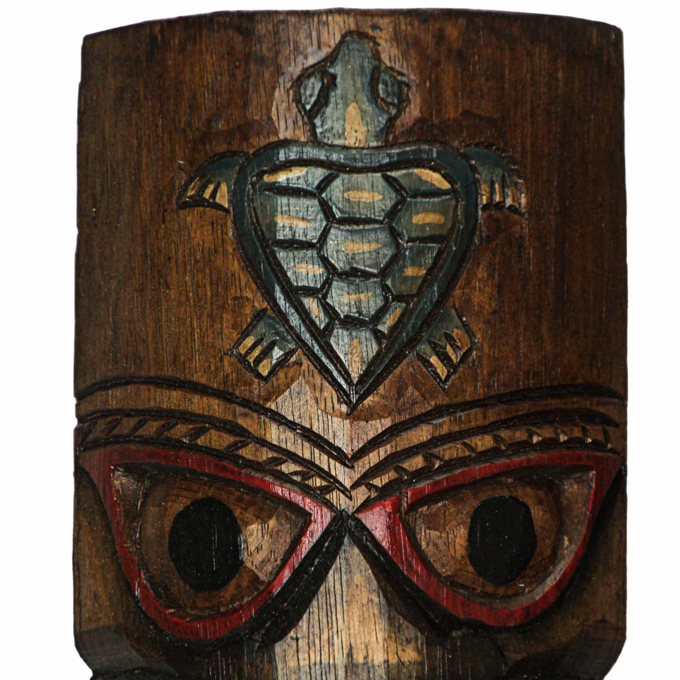 Alt View 5. Zeckos - Set of 3 Double Tiki Mask Ocean Totem Hand Carved Wall Decor Sculpture 24 Inch - Multicolored.