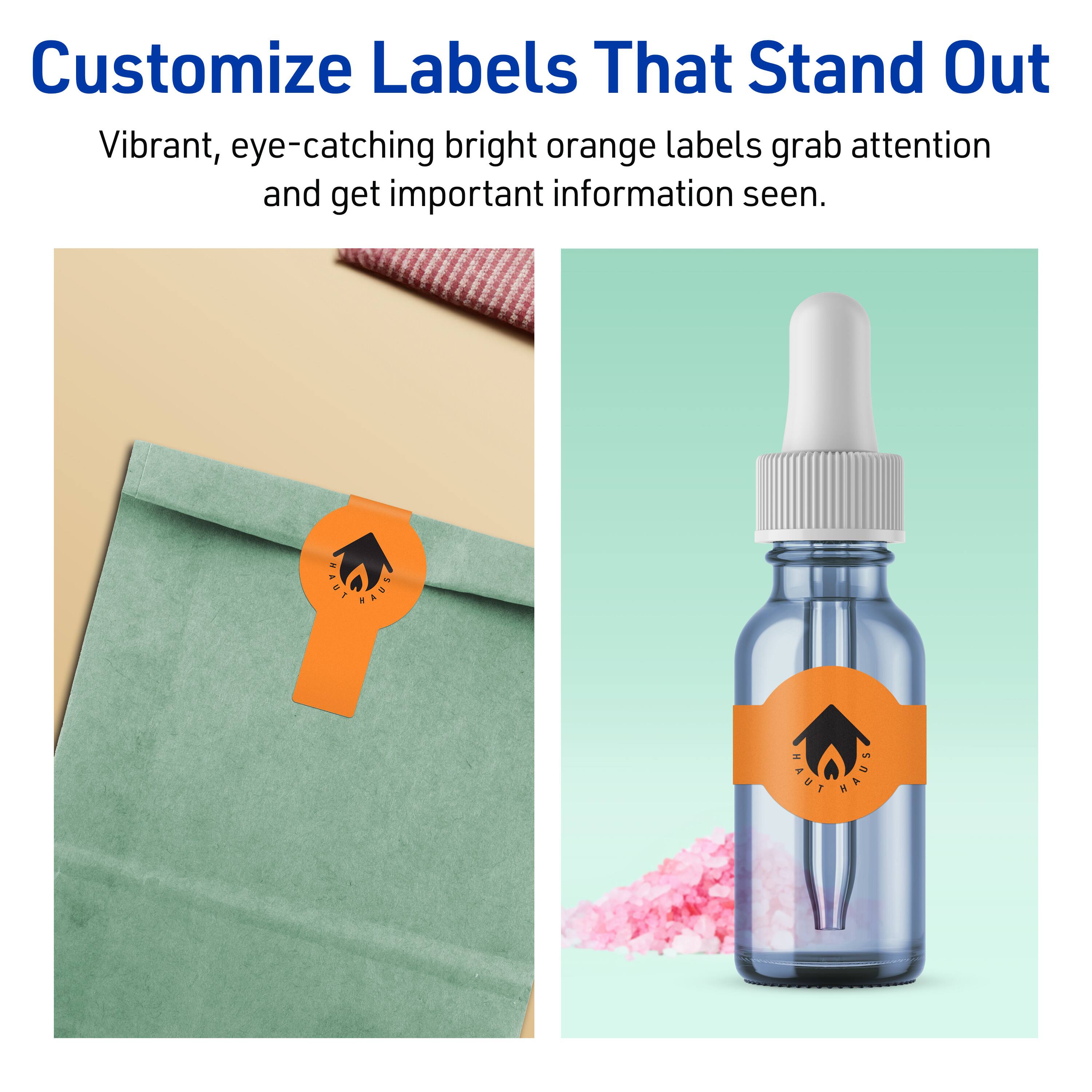 Customize Labels That Stand Out

Vibrant, eye-catching bright orange labels grab attention and get important information seen.