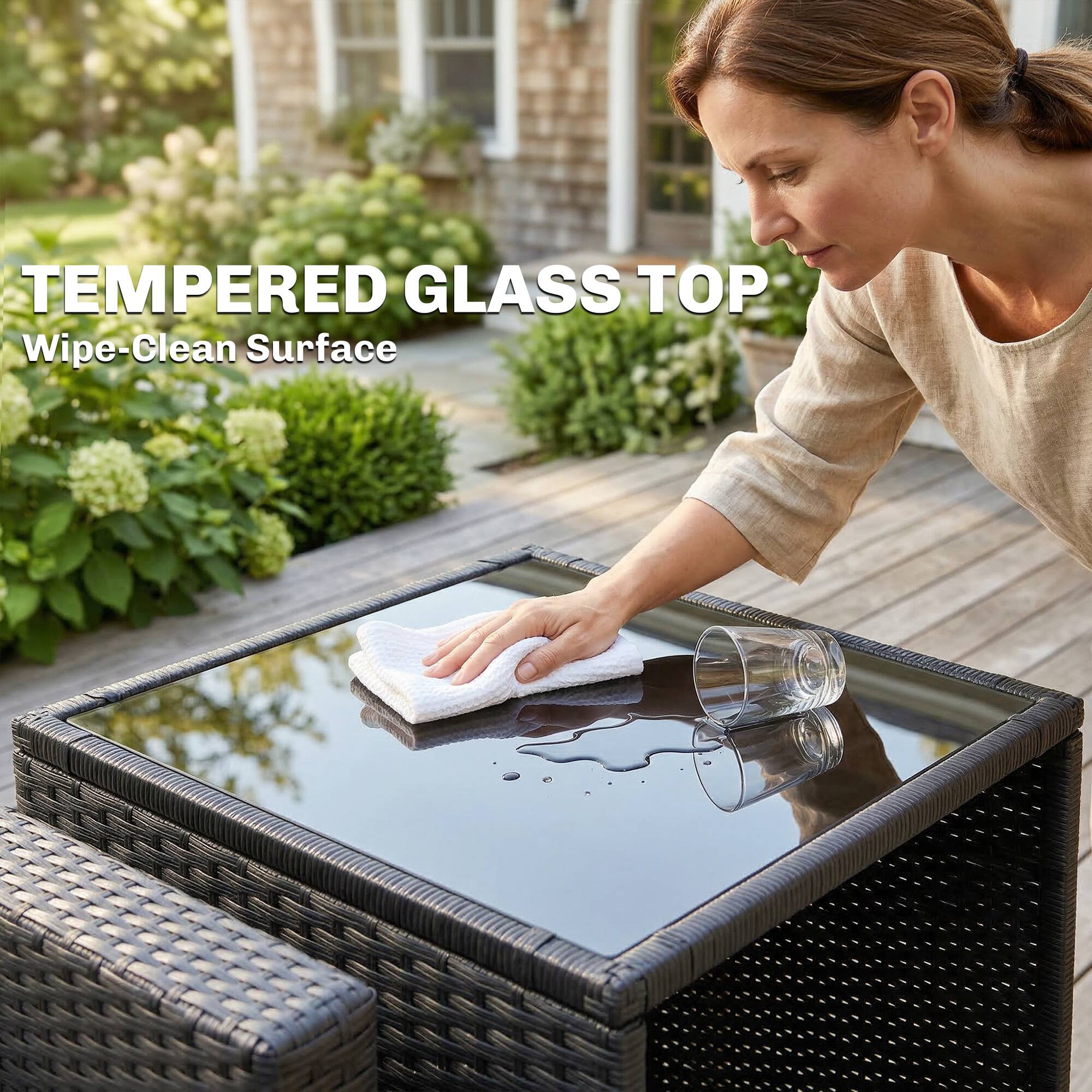TEMPERED GLASS TOP  
Wipe-Clean Surface