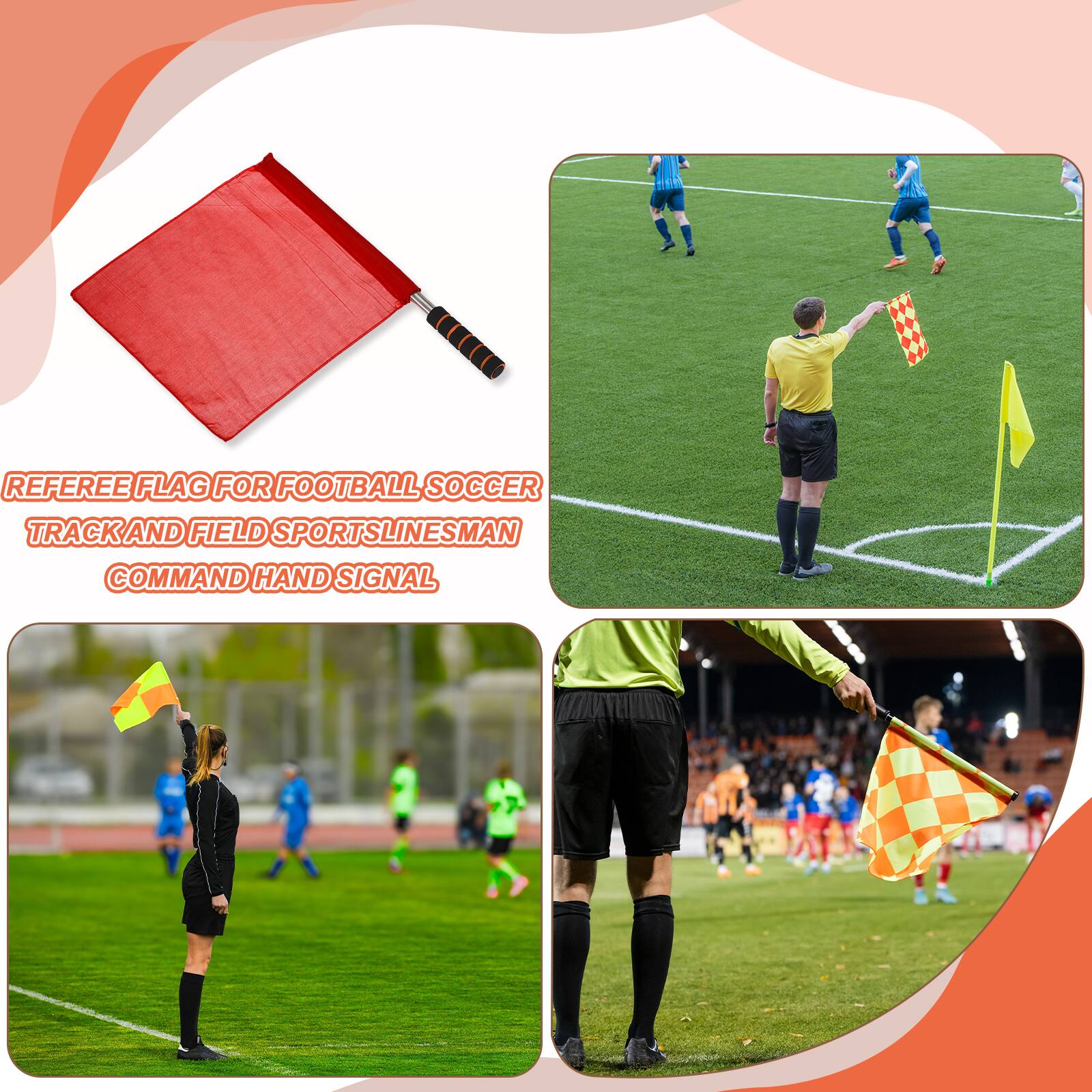REFEREE FLAG FOR FOOTBALL SOCCER TRACK AND FIELD SPORTSLINESMAN COMMAND HAND SIGNAL