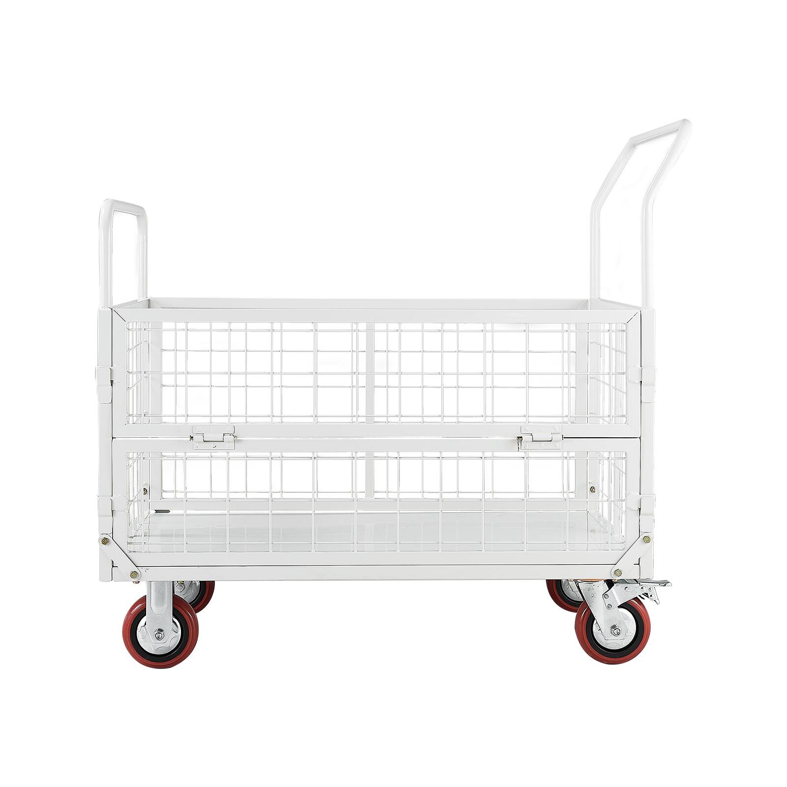 Alt View 5. VEVOR - Platform Truck Cart with Cage, 2000 lbs Capacity, 6-in-1 Foldable Flatbed Cart with Swivel Wheels, Heavy Duty Hand Truck - Silver.