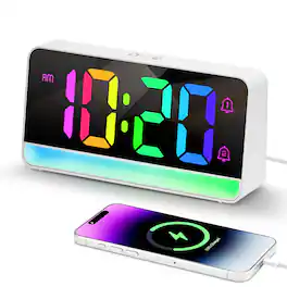 Dazzed Corner - Super Loud Alarm Clock, Digital Clock with Adjustable RGB Color - White
