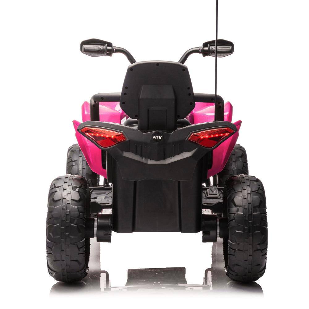Angle. BreeBe - 24V Kids XXXL Electric ATV ride on with Parental Control, Suspension, Music, Lights, USB, MP3, Bluetooth, Ages 3-12 - Black,Pink.