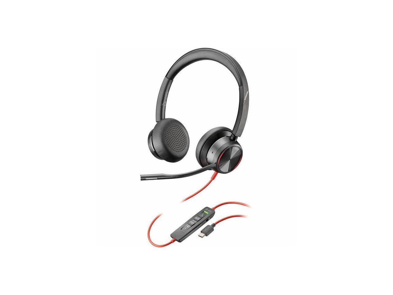 Alt View 1. HP - Poly Blackwire 8225 USB-C Stereo Headset - Noise Cancelling Mic - TAA Compliant - Red.
