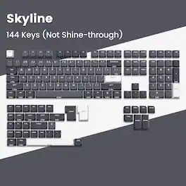Womier - Low Profile PBT Keycaps - 143 Keys Shine Through Keycaps for Cherry Gateron MX Switches US Layout Mechanical Keyboard - Grey-white