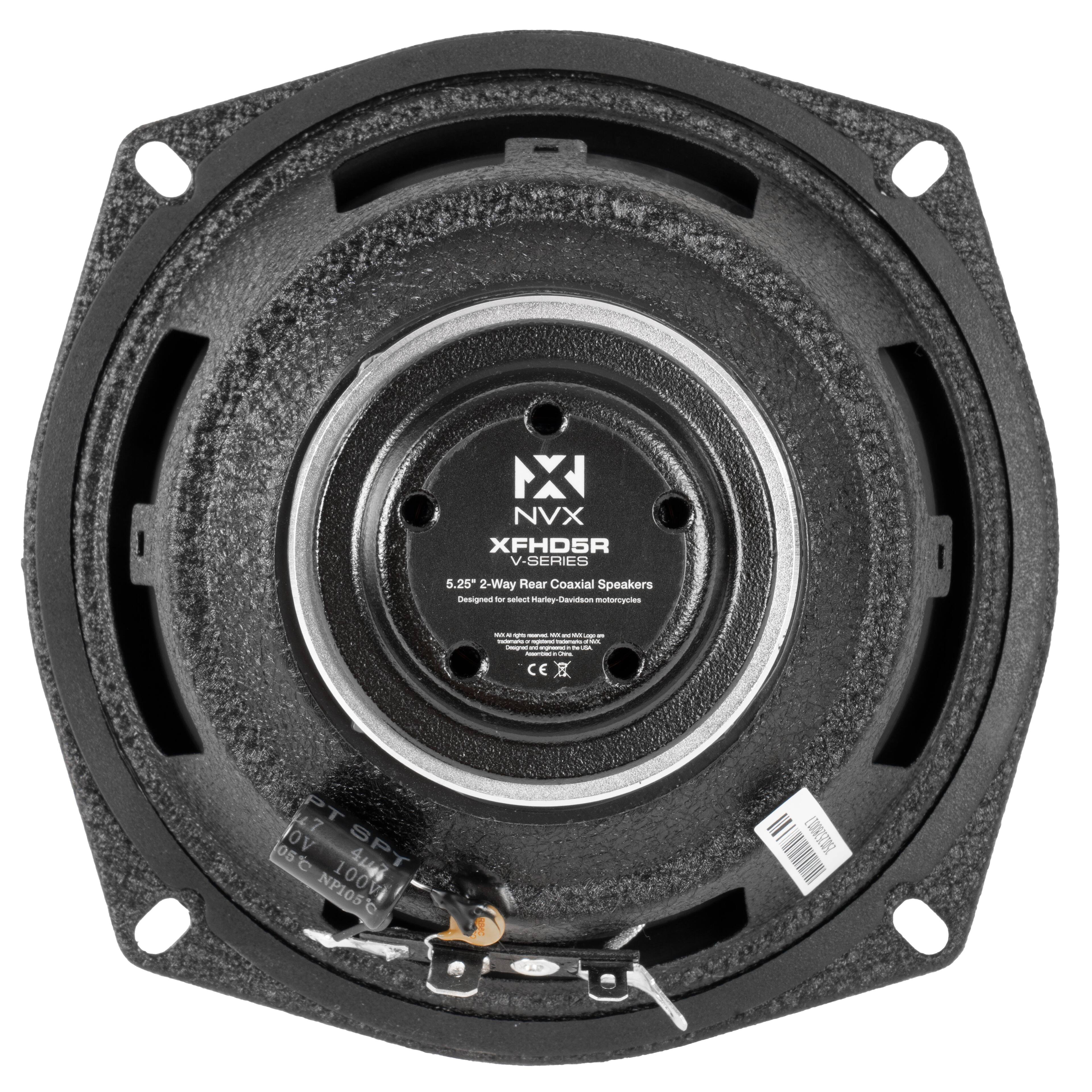 NX NVX XFHD5R V-SERIES 5.25 2-Way Rear Coaxial Speakers  
Designed for select Harley-Davidson motorcycles  
CE  
PT SPT 05C  
105 C NP105C