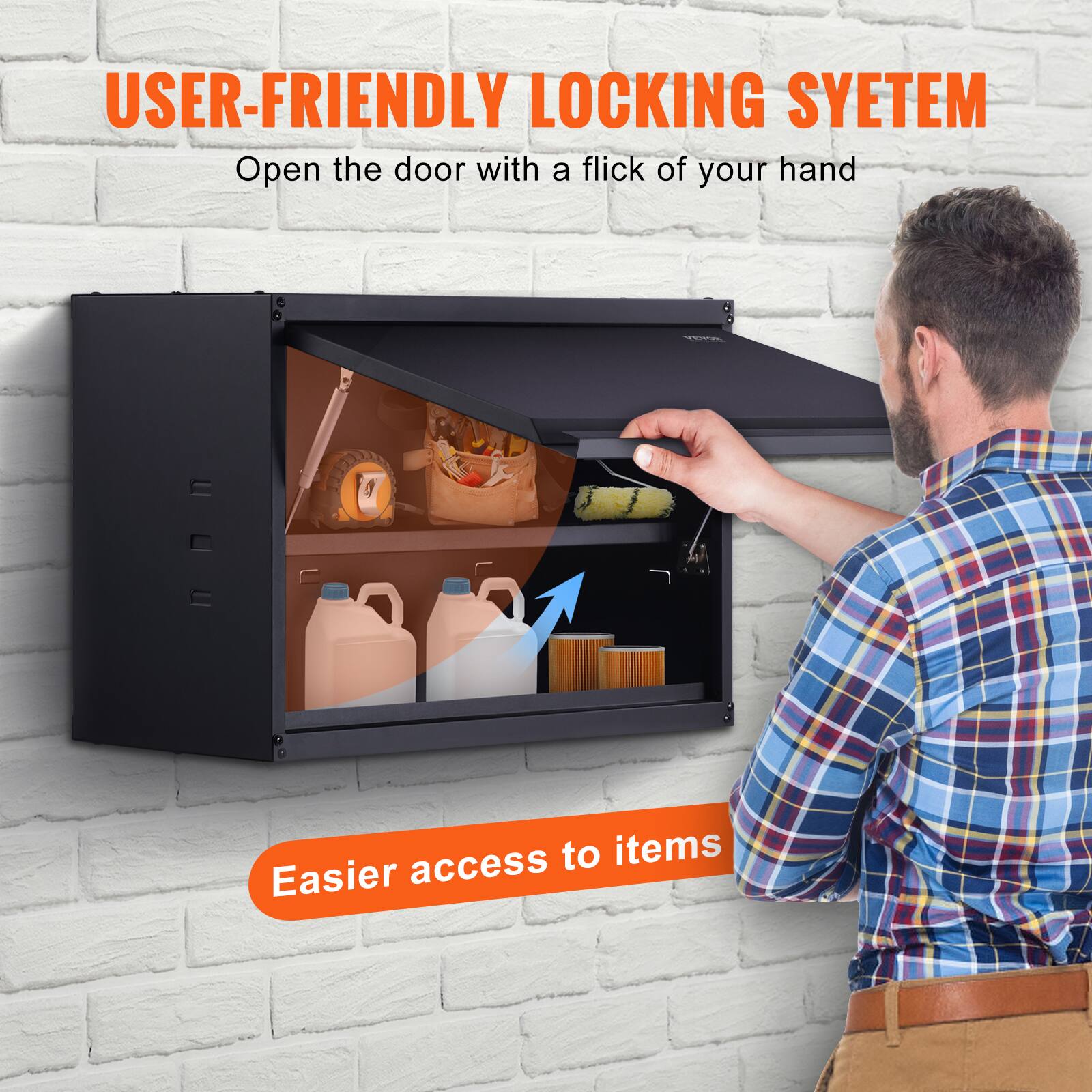 USER-FRIENDLY LOCKING SYSTEM  
Open the door with a flick of your hand  

Easier access to items