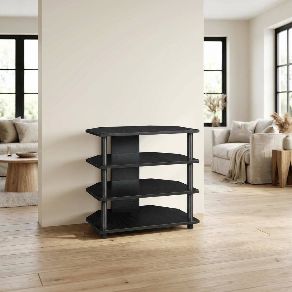 Alt View 3. FurniFact - 4-Tier Petite TV Stand, Easy Assembly, Composite Wood Construction - Black.