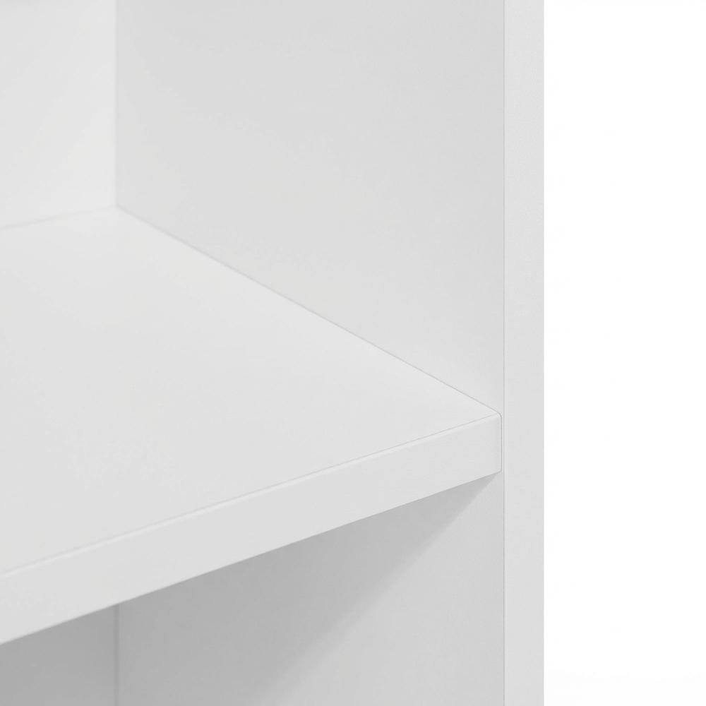 Alt View 2. FurniFact - Wooden white bookcase with simple design and durable build - White.