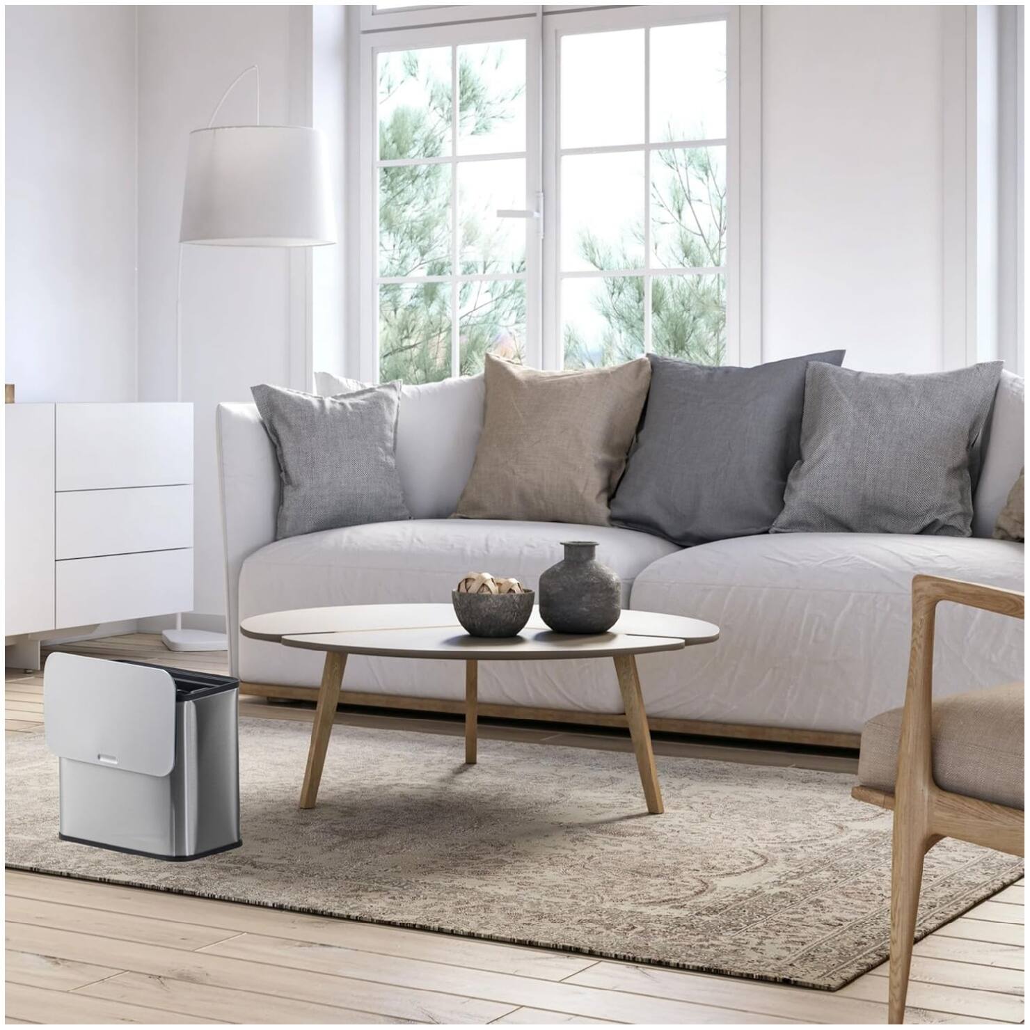 Alt View 3. GARVEE - 1.3 Gal Hanging Trash Can,Stainless Steel Kitchen Bin with Lid,Inner Bucket - Silver.