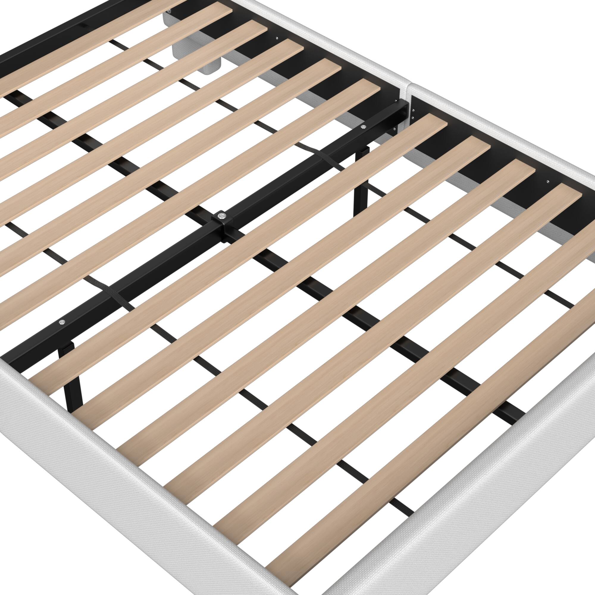 Alt View 1. Brick Attic - 1000lbs Upholstered Wingback Platform Bed Frame with Detachable Legs- Solid Wood, Cat-Scratch Resistant Fabric - White.