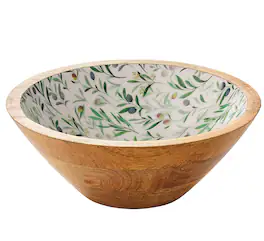 Zassenhaus - Mango Wood Lacquered Small Serving Bowl, 8" x 3" - Olive