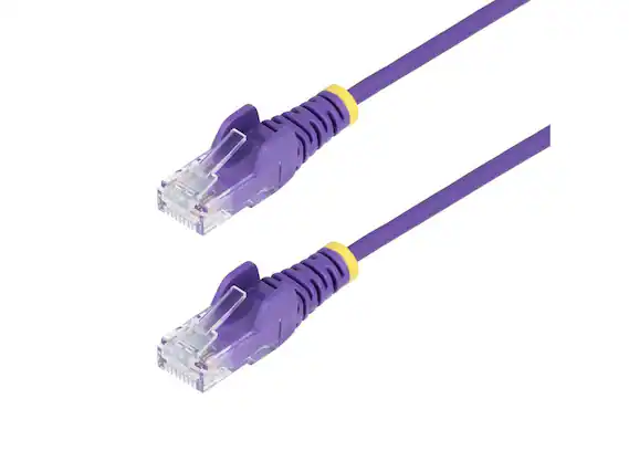 Front. StarTech.com - StarTech 10ft Purple Slim CAT6 Ethernet Cable, 100W PoE, LSZH, Fluke Tested.