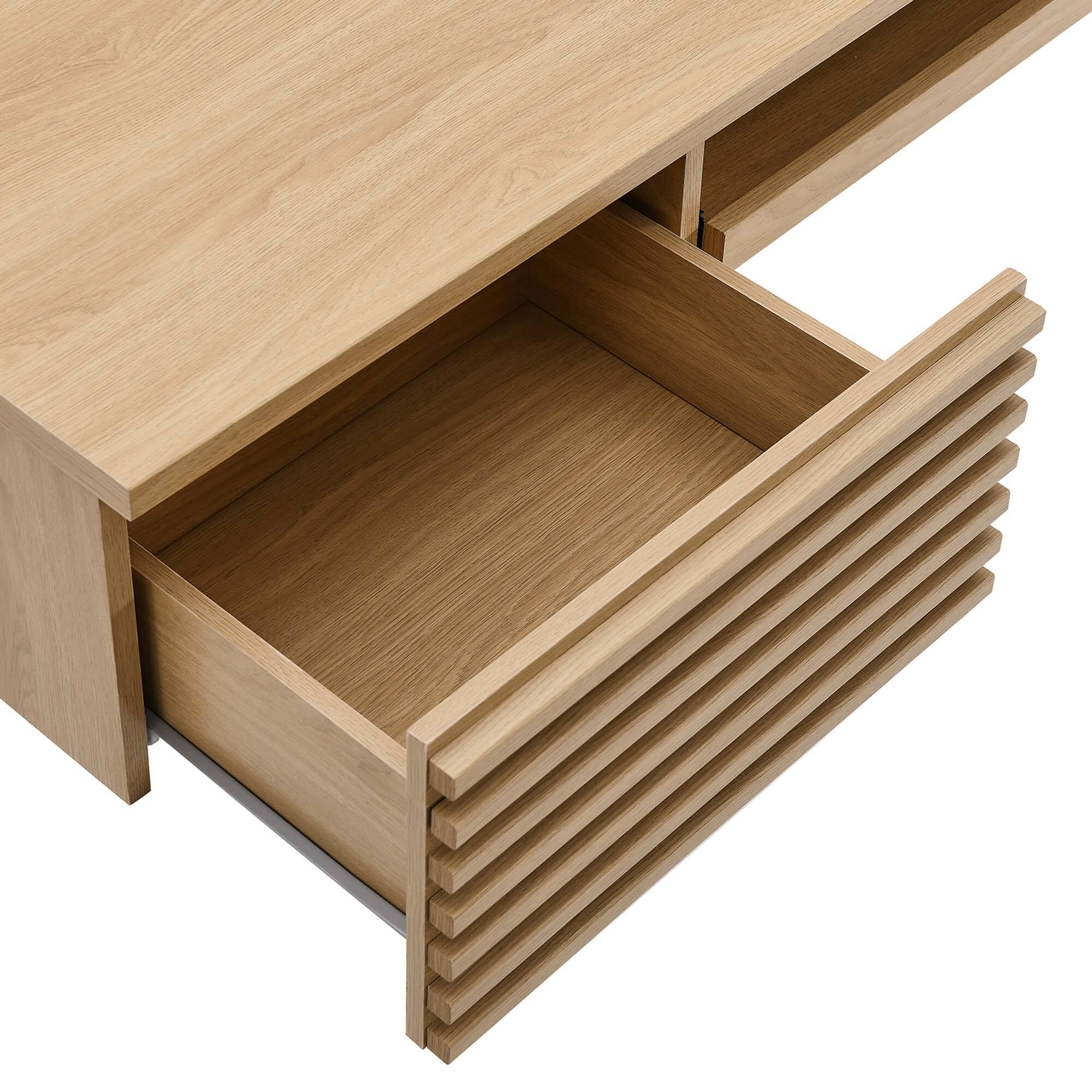 Alt View 4. Modway - Render Wall Mount Wood Office Desk by Modway - Oak.