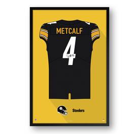 Sporticulture - DK Metcalf Pittsburgh Steelers Facsimile Signature Framed Jersey Art Print - Black