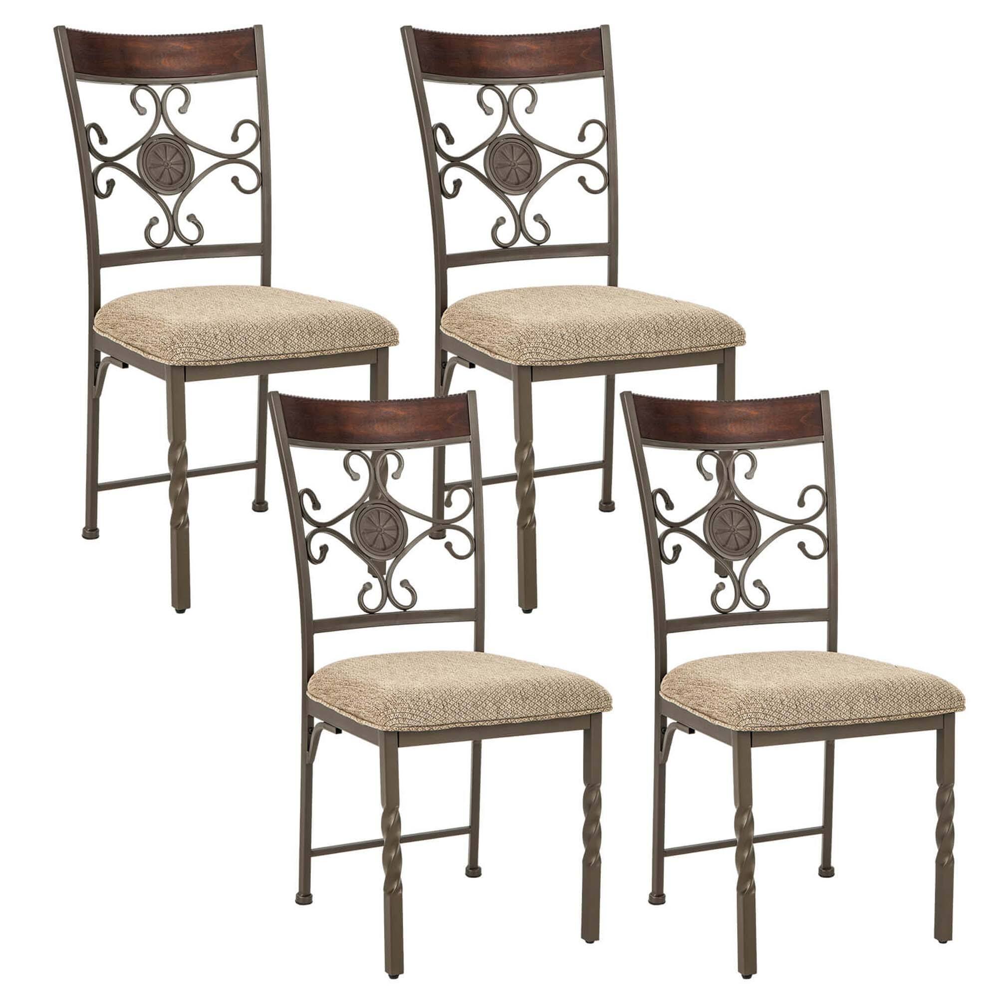 Front. Costway - Costway Set of 4 Dining Room Chairs Armless Kitchen Chairs Set with Seat Cushion - Brown.