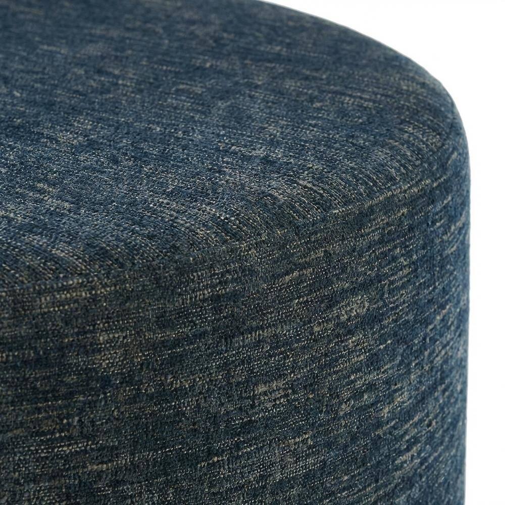 Alt View 1. Outdoor Escape - Outdoor Woven Fabric Ottoman in Heathered Finish with Comfortable Upholstery - Blue.