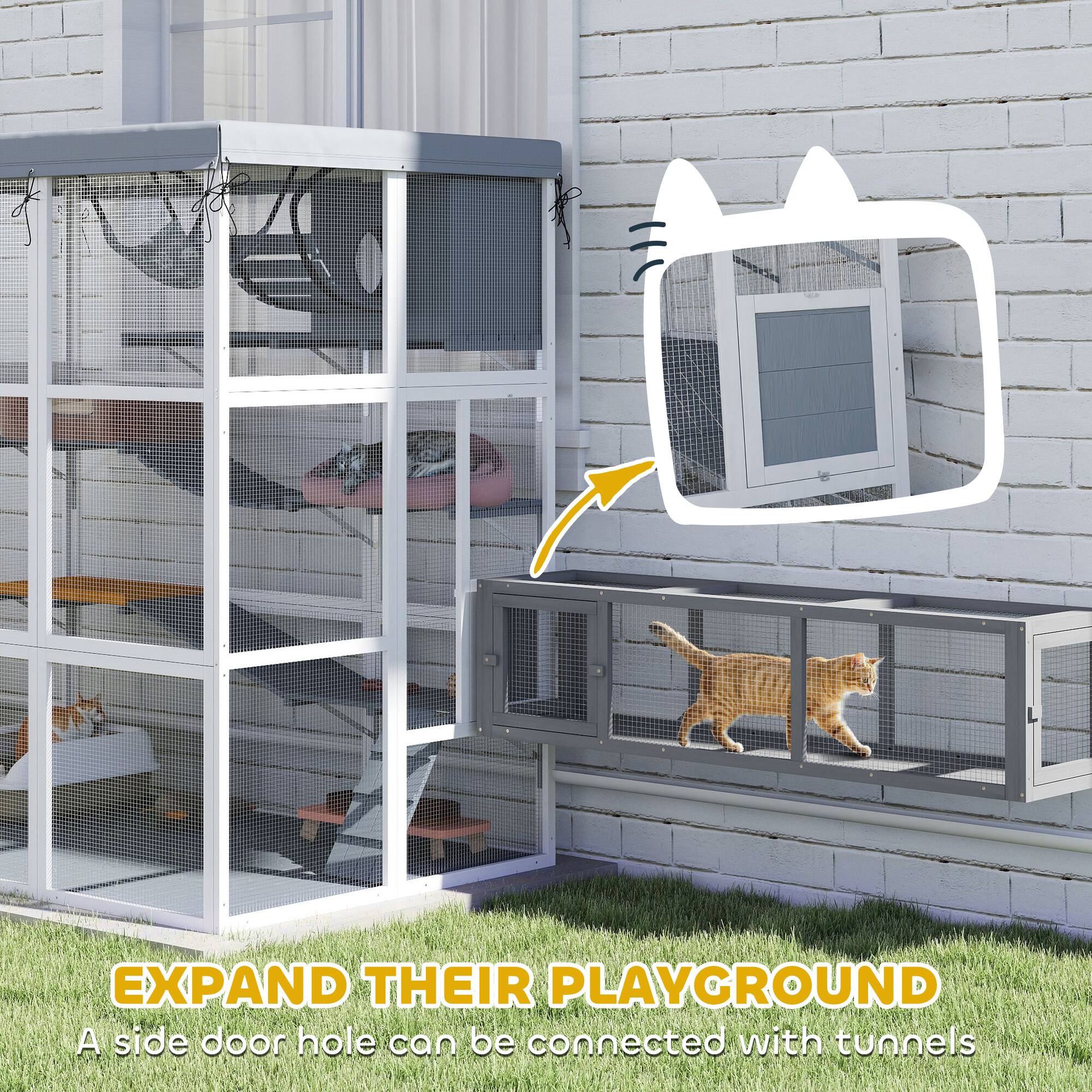 EXPAND THEIR PLAYGROUND  
A side door hole can be connected with tunnels