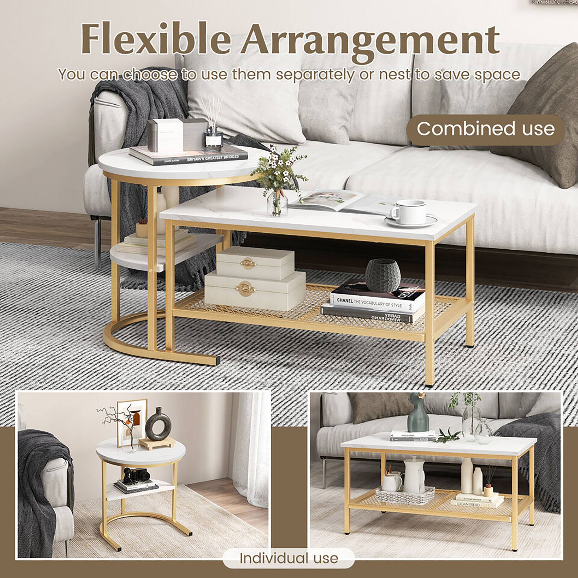 Flexible Arrangement  
You can choose to use them separately or nest to save space  

Combined use  

Individual use