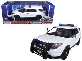 Motormax - 2015 Ford Police Interceptor Utility with Flashing Light Bar and Front and Rear Lights and 2 Sounds 1/18 - White